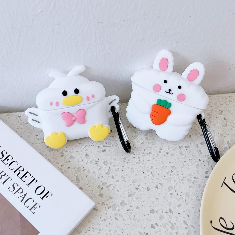 New 2 pcs 3D Cute Carrot Rabbit+Bow Duck Case for AirPod 2nd gen